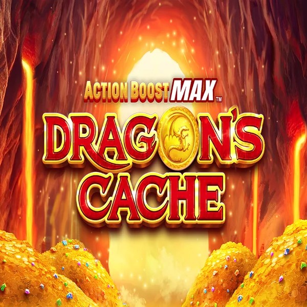 Official Slots logo: Action Boost Max Dragon's Cache by SpinPlay Games at Rolldorado Casino